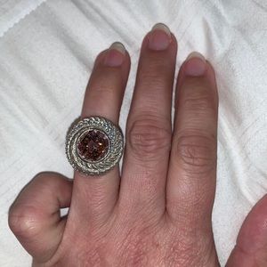 Purple Stone and Silver Rope Ring